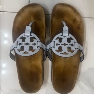 Tory Burch White and Tan Sandals